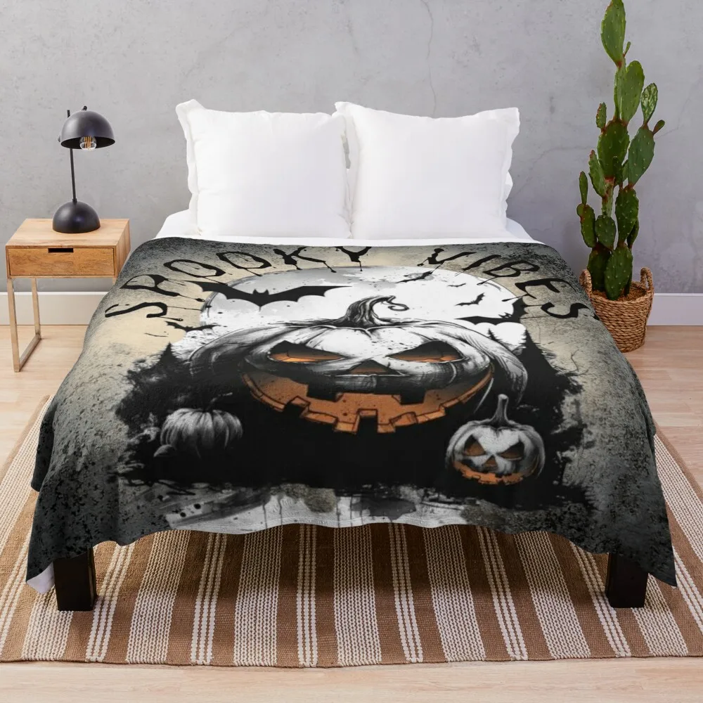 Halloween Spooky Vibes Pumpkin Throw Blanket Giant Sofa Thin Blankets