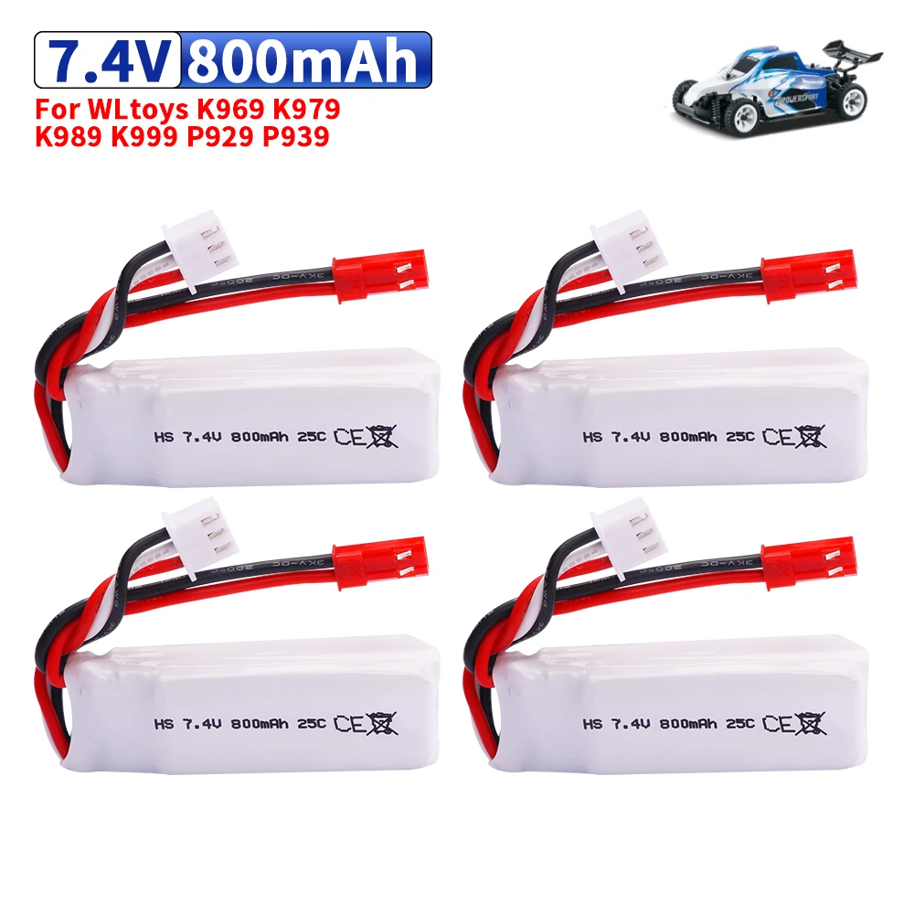 ترقية 7.4 فولت 800 مللي أمبير 2S بطارية ليبو ل WLtoys K979 K969 K989 K999 P929 قطع غيار السيارات التحكم عن بعد لبطارية سيارات صغيرة q 1/28 RC
