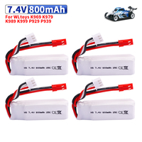 Upgrade 7.4V 800mAh 2S Lipo Battery For WLtoys K979 K969 K989 K999 P929 Remote Control Car Parts For Mini-q 1/28 RC Cars Battery