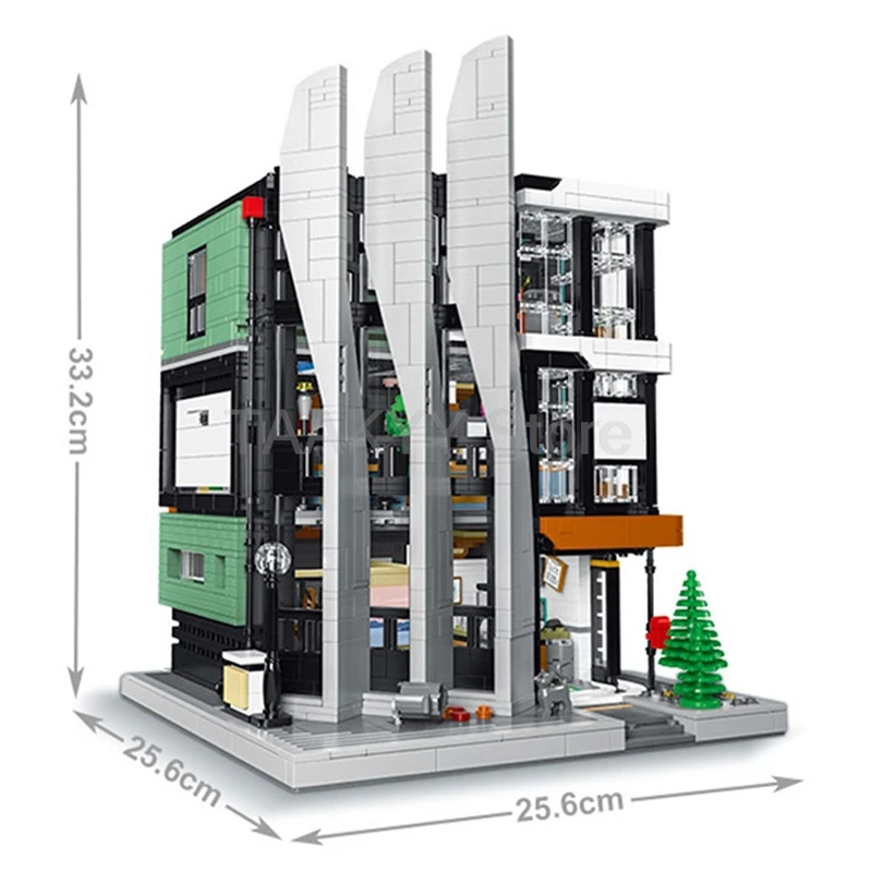 Ufficio Edificio MOC Modello Building Block Set 7702 Casa Mattoni Street View Architettura Blocchi di Montaggio Giocattoli FAI DA TE Regali per I Bambini