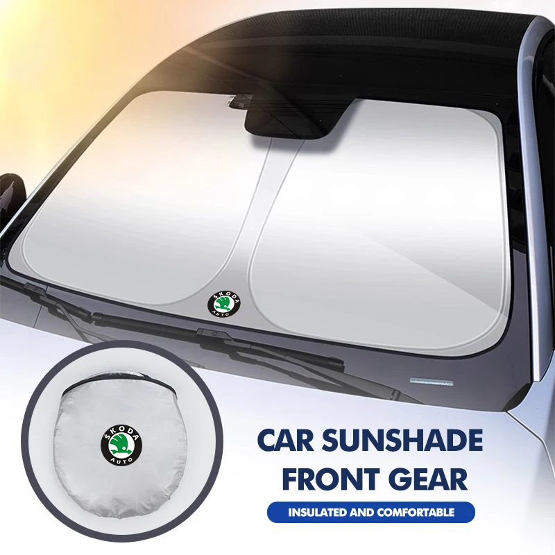Car Sunshade Cover Windshield Protection Accessories For Skoda Kodiaq Fabia Kamiq Karoq Octavia 2 3 Rapid Scala