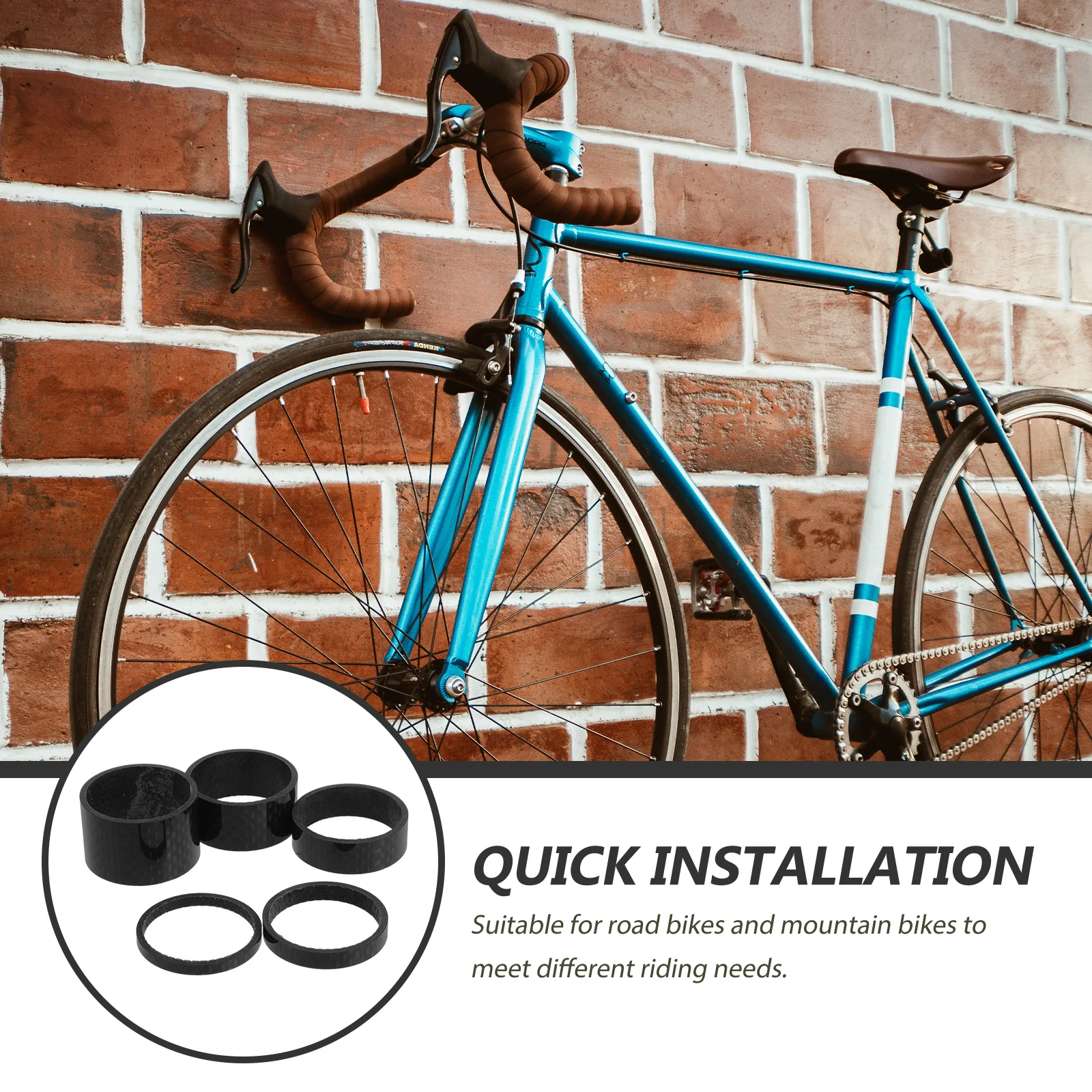 5Pcs Carbon Fiber Headset Spacers Lightweight Bike Stem Spacers Bicycle Gaskets Road Mountain Cycling Accessory