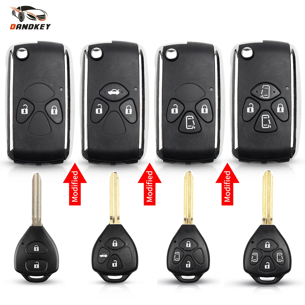 

Dandkey For Toyota RAV4 Wish Camry Hiac Corolla Hilux Fortuner 2/3/4BNT Key Shell Fob Modified Flip Remote Key Shell Toy43 Blade