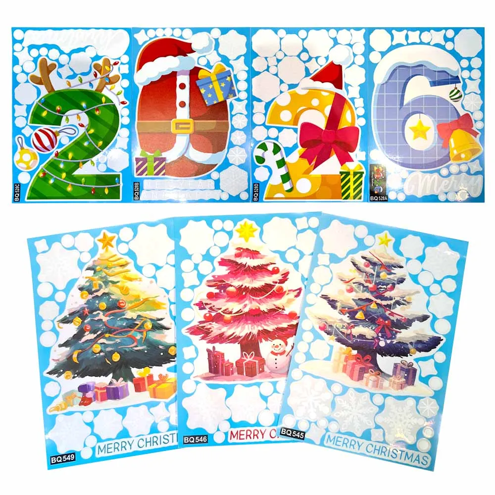 

2026 Christmas Window Stickers Snowman & Snowflake Electrostatic Glass Decals Winter Holiday Home Decorations DIY Stickers