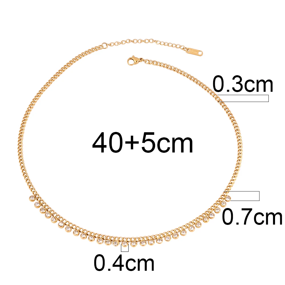 316L الفولاذ المقاوم للصدأ الزركون شرابة قلادة قلادة للنساء الفاخرة الذهب اللون زركونيا سلسلة القلائد مجوهرات #6