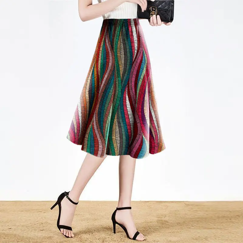 

Faldas Mujer Moda 2022, длинные юбки для женщин, новые плиссированные юбки Y2k с винтажным принтом Harajuku Jupe Midi Ropa Mujer