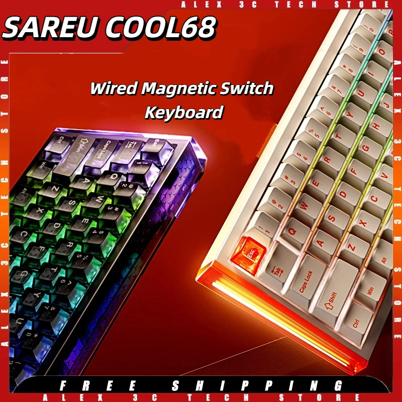 

DAREU COOL68 Magnetic Switch Keyboard Wired 8KHz RT0.01mm 0.1ms key delay Aluminum PCB Plate Gasket Hot Swap RGB Gaming Keyboard