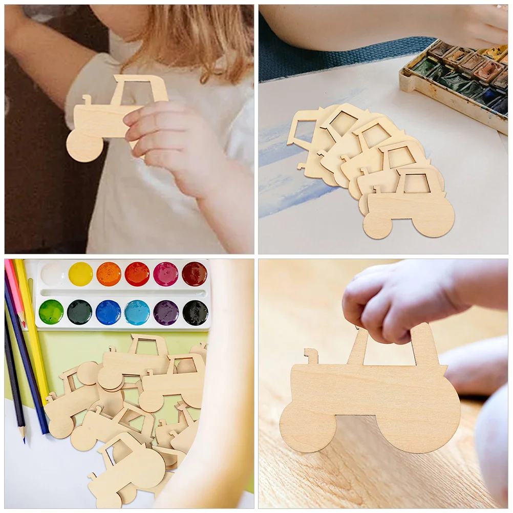 

20Pcs Unfinished Wood Pieces Cutouts Wooden Car Craft DIY Small Wood Blanks for Kids Crafts Wooden Car Craft Shaped Slices