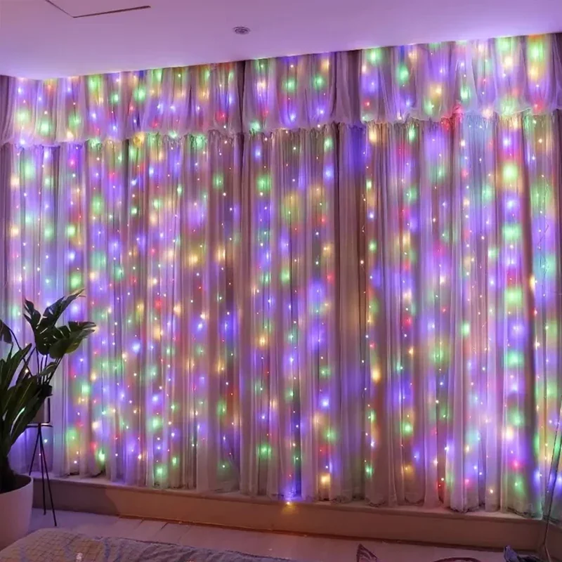 1pc LED Curtain String Lights USB Festoon Remote Control Garland Fairy Lights Wedding Christmas Decoration for Home Bedroom