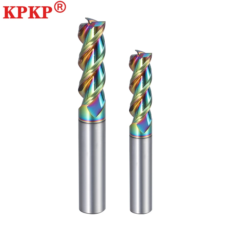 HRC55 3Flute DLC Colorful Coating U-groove White stee Aluminum Milling Cutter Tungsten Steel Carbide CNC Machinery Endmill Tools