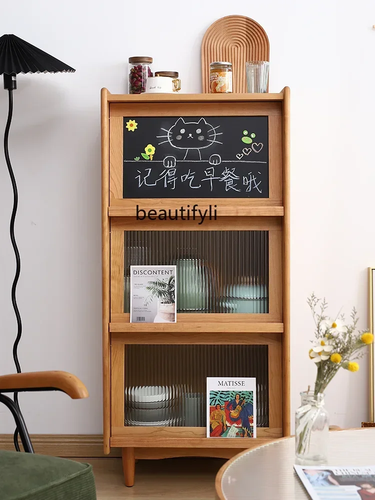 

pg46Nordic solid wood bookcase, living room magazine cabinet, cherry wood entrance multi-functional locker