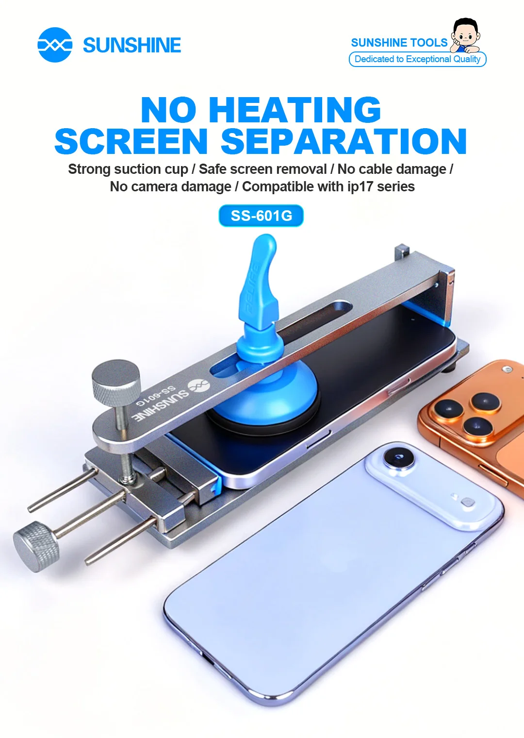 

SUNSHINE SS-601G LCD Screen Separator Mobile Phone Quick Screen Removal Fixture No Heating Tablet Screen Separation Tool