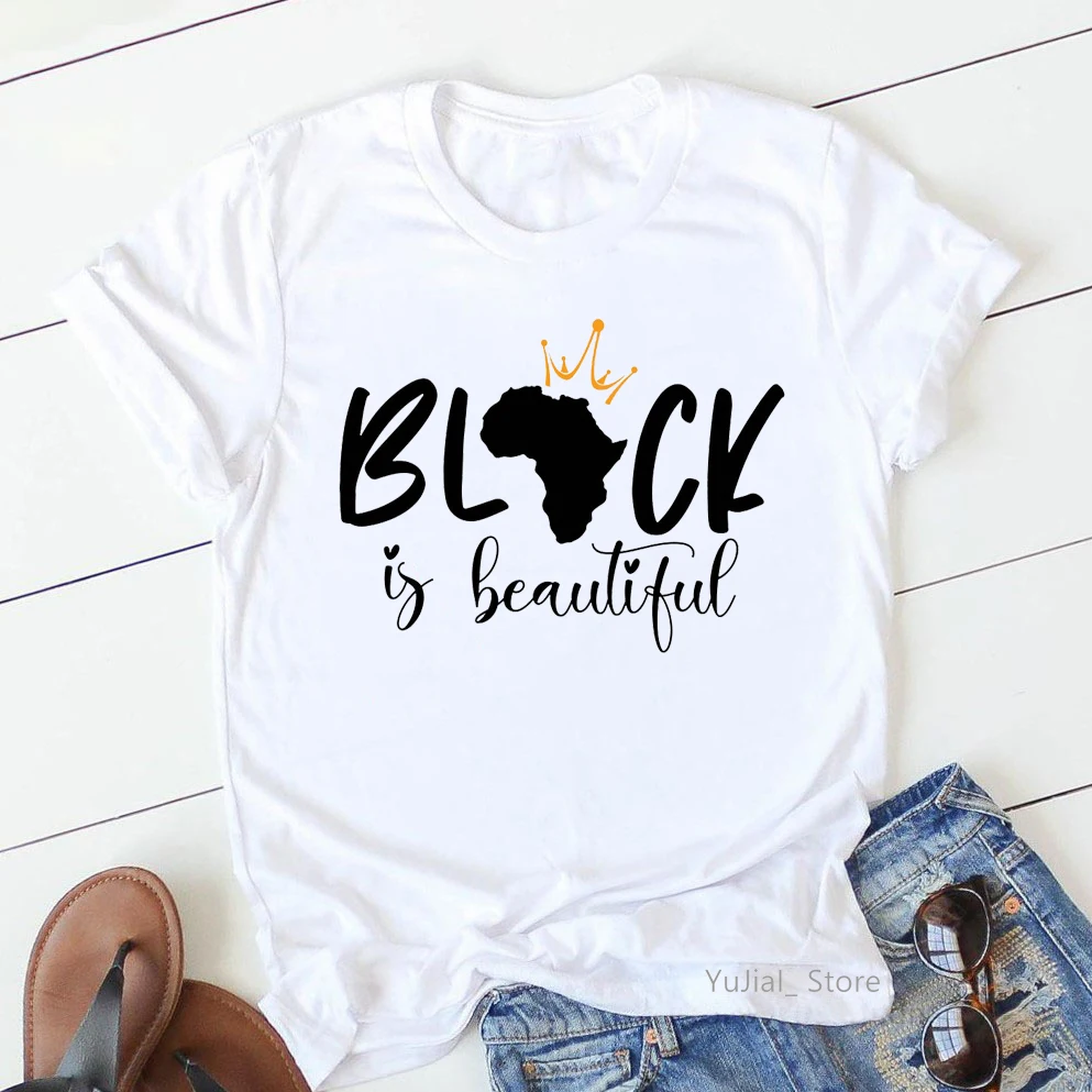 

Black Is Beautiful Letter Print Pink Tshirt Women African Black Queen Melanin Poppin T Shirt Femme Summer Fashion T-Shirt Tops