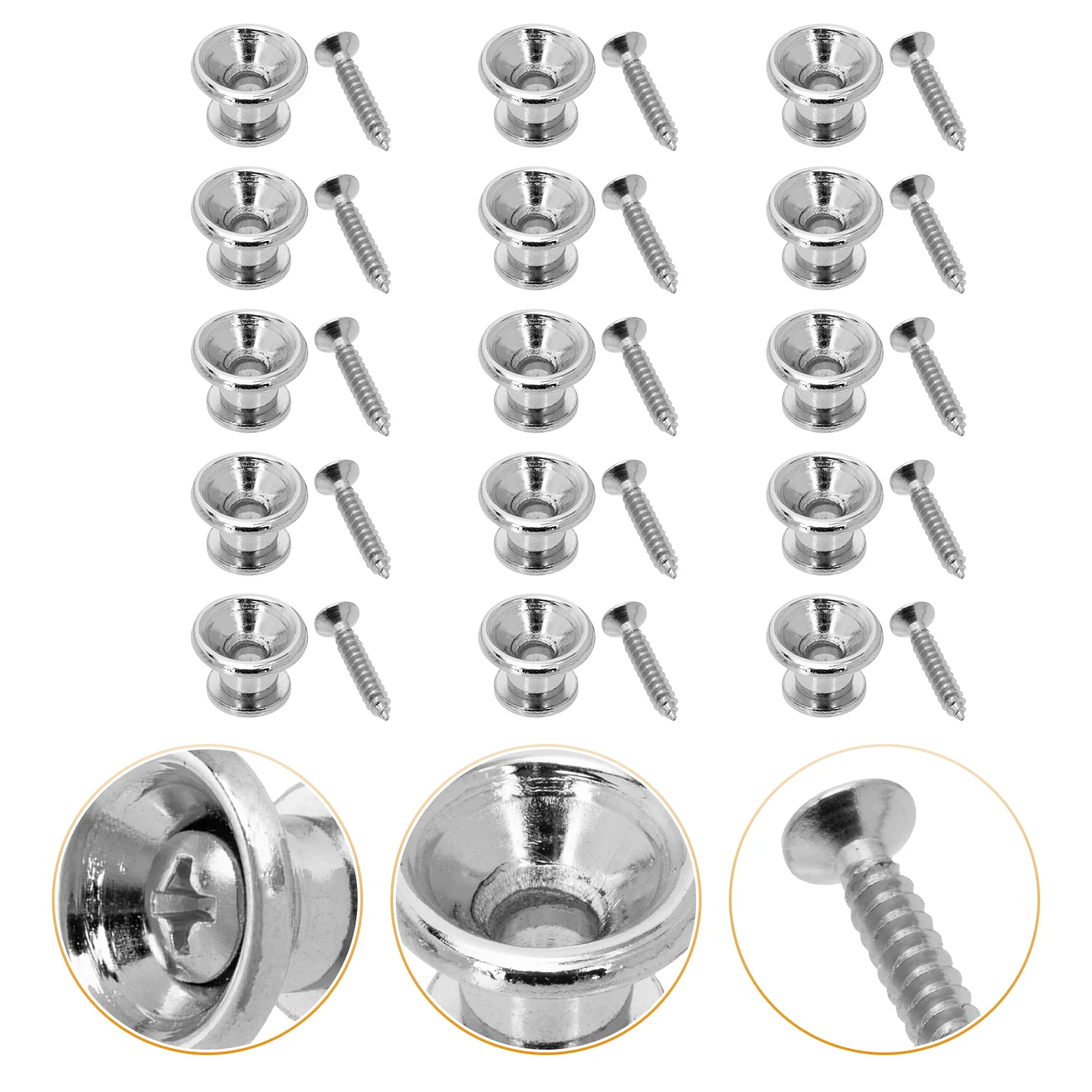 15 Pcs Acoustic Guitar Strap End Nails Fixator Locks Button for Holder Non-skid Bass Belt Tail