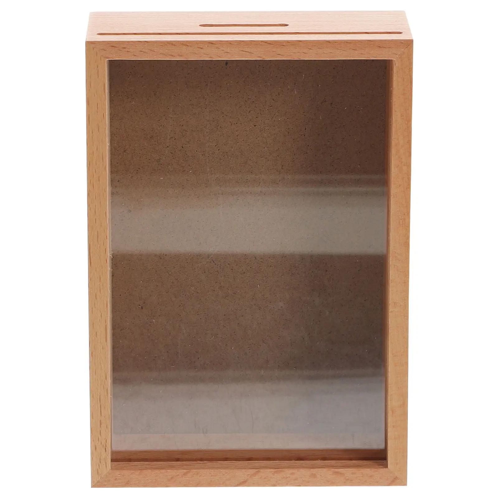 Clear Window Wooden Piggy Bank Multi Function Coin Storage Box Photo Frame Tip Jar Adult Money Saving Container Decorative