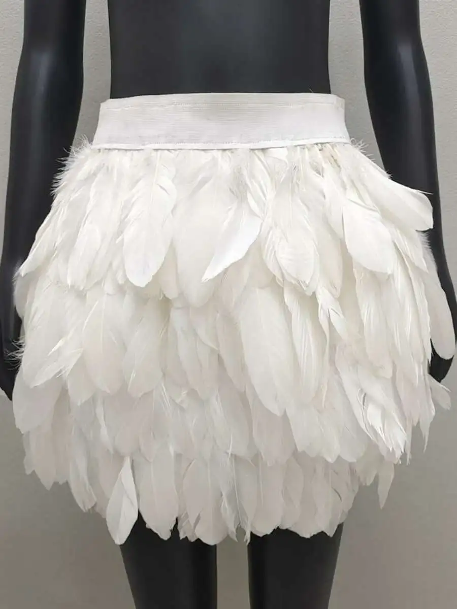 Feather Half-length Skirt Gothic Style Short Skirt for Women PVC Fabric Embroidered Mid-aged Women's Bodycon Skirt