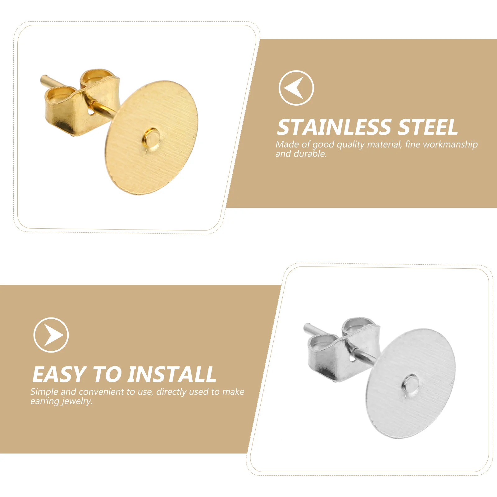

Box DIY Pearl Earring Post Set Durable Material Fine Workmanship for Easy DIY Earrings Making Jewelry Accessories