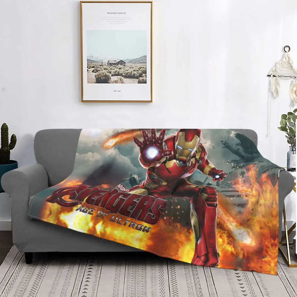 MARVEL Super Hero Blanket Iron Man Fleece Plush All Season Cute Lightweight Ultra-Soft Throw Blankets For home Rug Piece