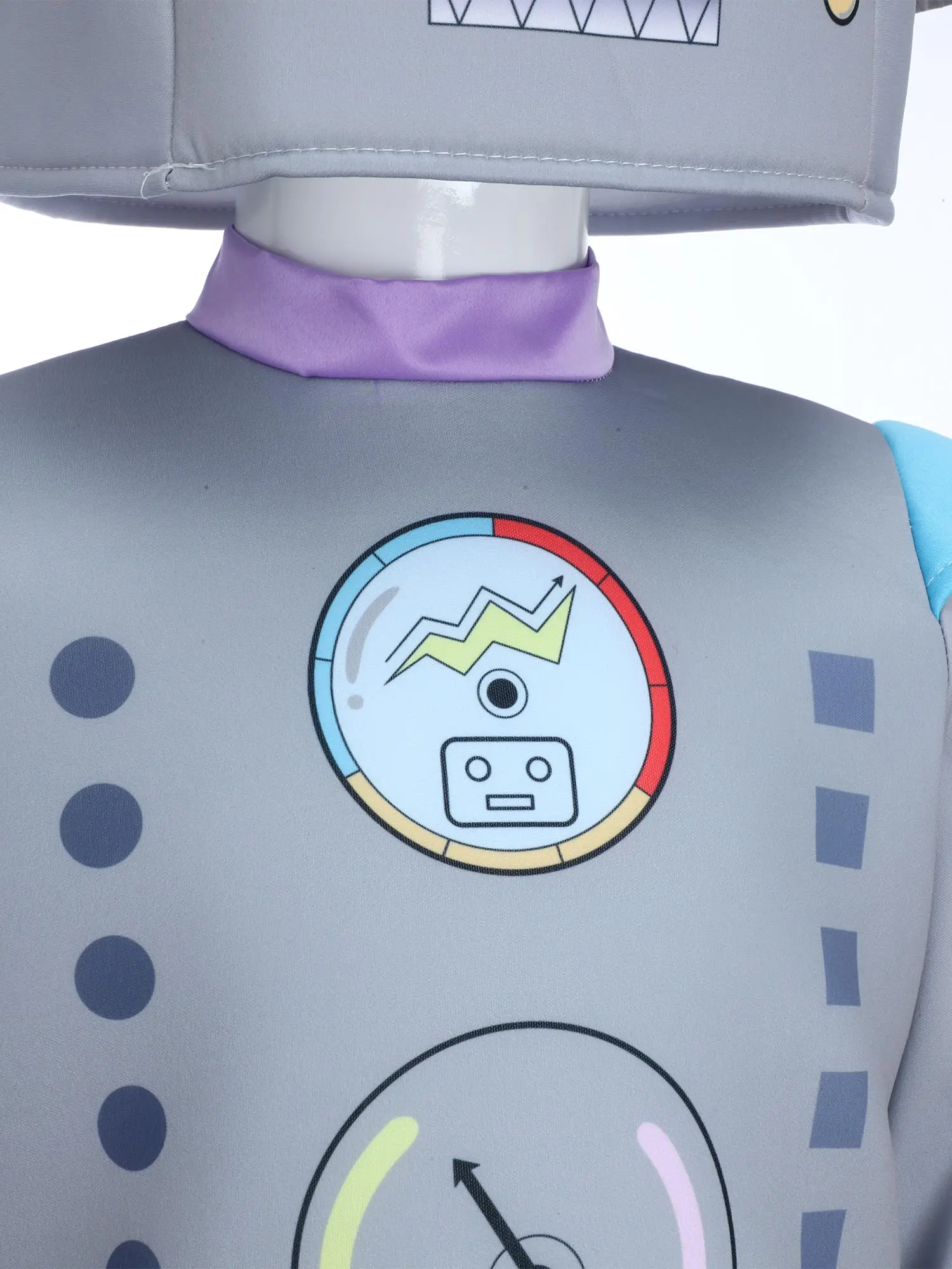 زي روبوت للأطفال التنكري بأكمام طويلة، قميص مطبوع ملون مع بنطال، أغطية رأس روبوتات لطيفة، ملابس حفلات الهالوين