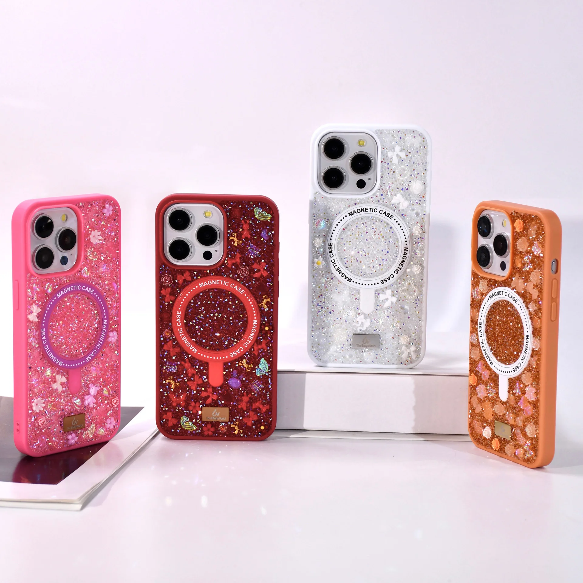 Luxuriöse Volldiamant-Kugel für Apple iPhone 16 15 14 13 12 11 Pro Max Premium Bohren Damenmode iPhone Magsafe Handyhülle