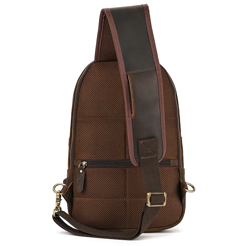 Newsbirds-couro couro couro crossbody saco peito para homens, estilingue ombro, alta qualidade, retro, USB