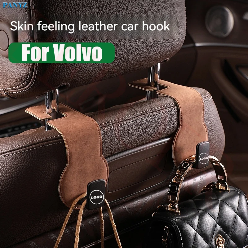 Car Seat Back Hook For Volvo Auto Storage Hanger Suede with Metal Car Seat Organizer Handbag Purse Coat Umbrellas Grocery