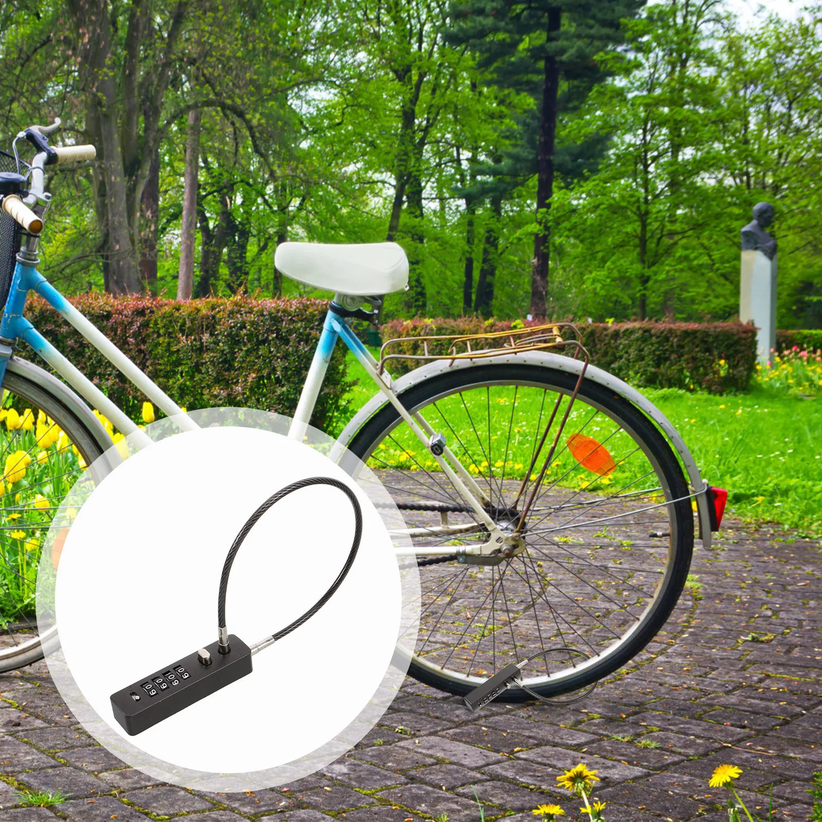 

Steel Cable Combination Lock Metal Color High Strength Anti Theft Security for Bikes Scooters Luggage Bags Resettable Password