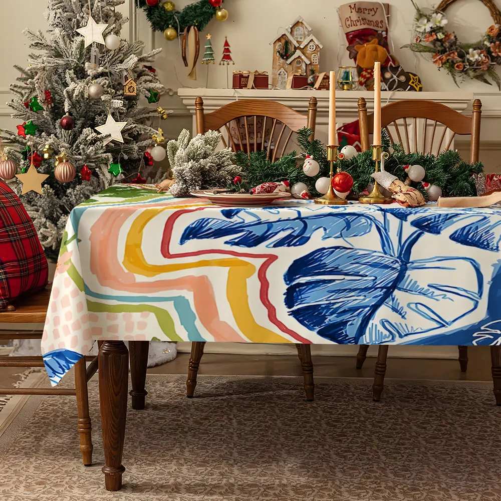 Tropical Monstera Waterproof table cloth, splash-proof tablecloth, for party, Halloween, Christmas, dining, camping