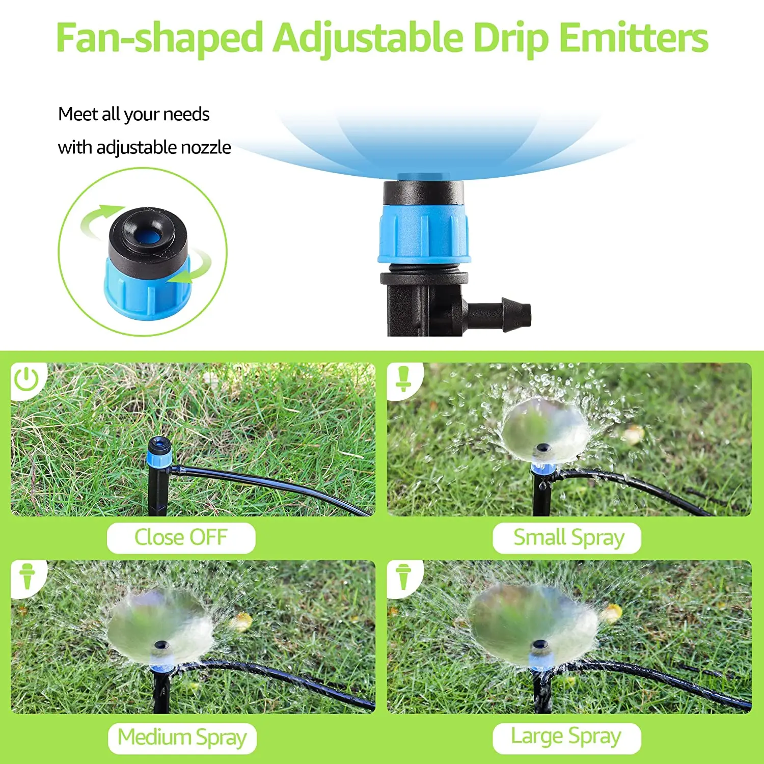 Immagine 7: Kit di irrigazione a goccia da 107FT Sistema di irrigazione da giardino con collettore di irrigazione a 12 porte Tubi di distribuzione da 1/2