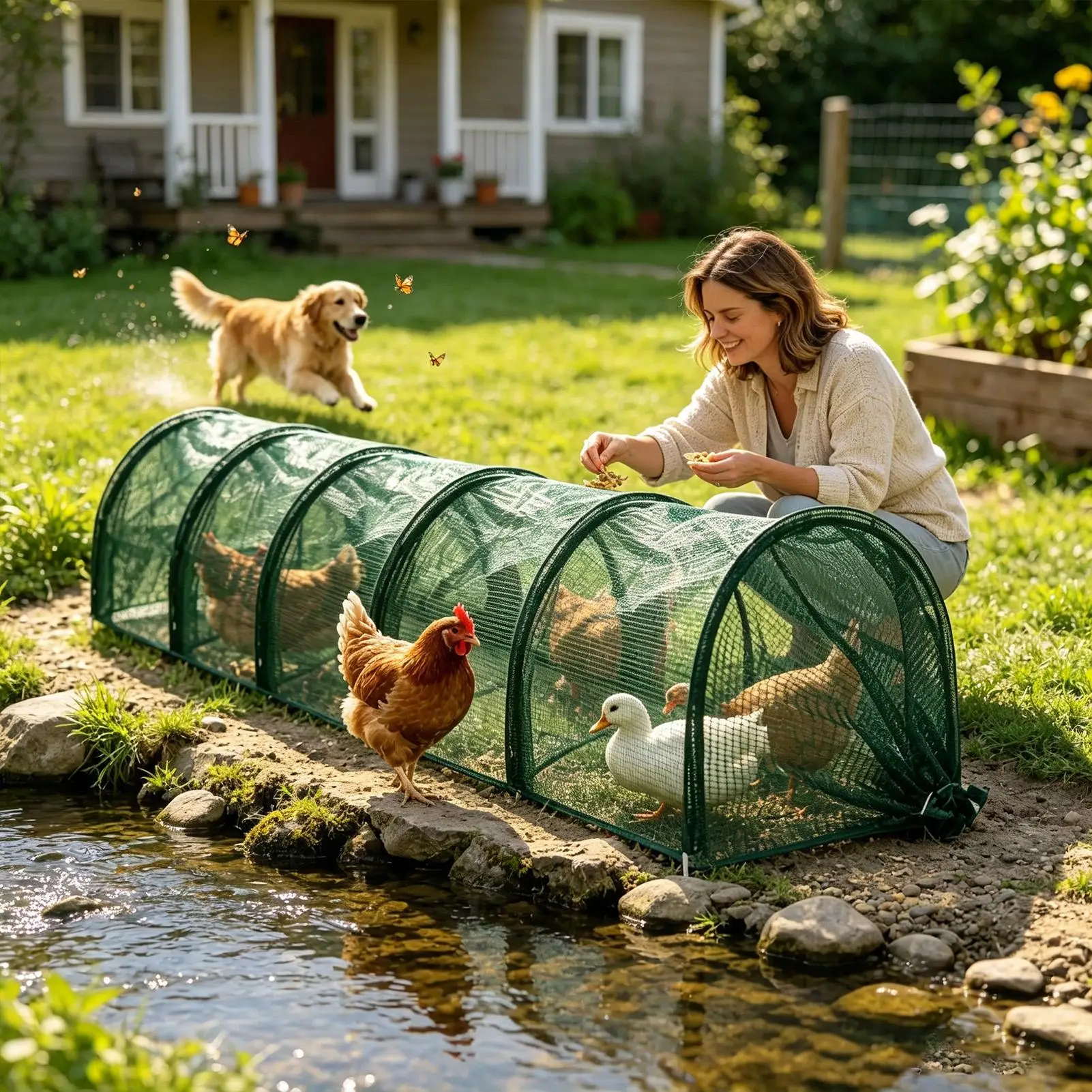Flexible Yard Outside Chicken Tunnels Chicken Tunnel Foldable Long Quick Installation For Ducks Geese Rabbits Small Pets Chicks