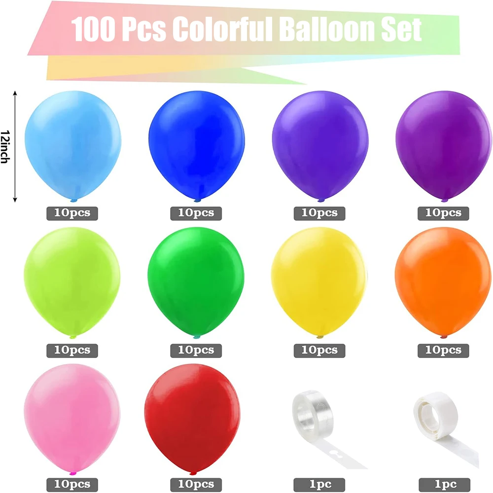 مجموعة بالونات لاتكس متعددة الألوان مكونة من 100 قطعة مناسبة لحفلات أعياد الميلاد وحفلات الزفاف وديكور حفلات عيد الحب #2