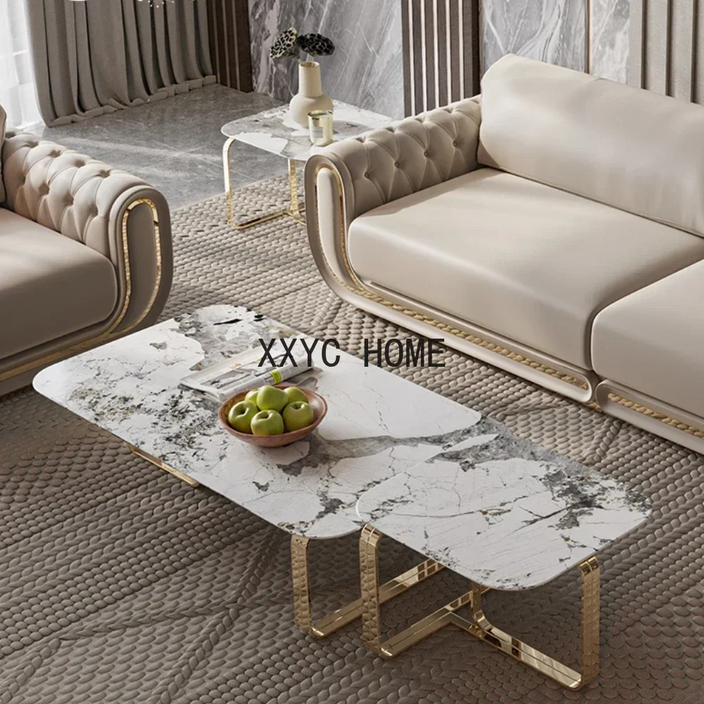 High-Grade Marble Coffee Table Villa Living Room Luxury Stone Rock Length of Panel Tea Table