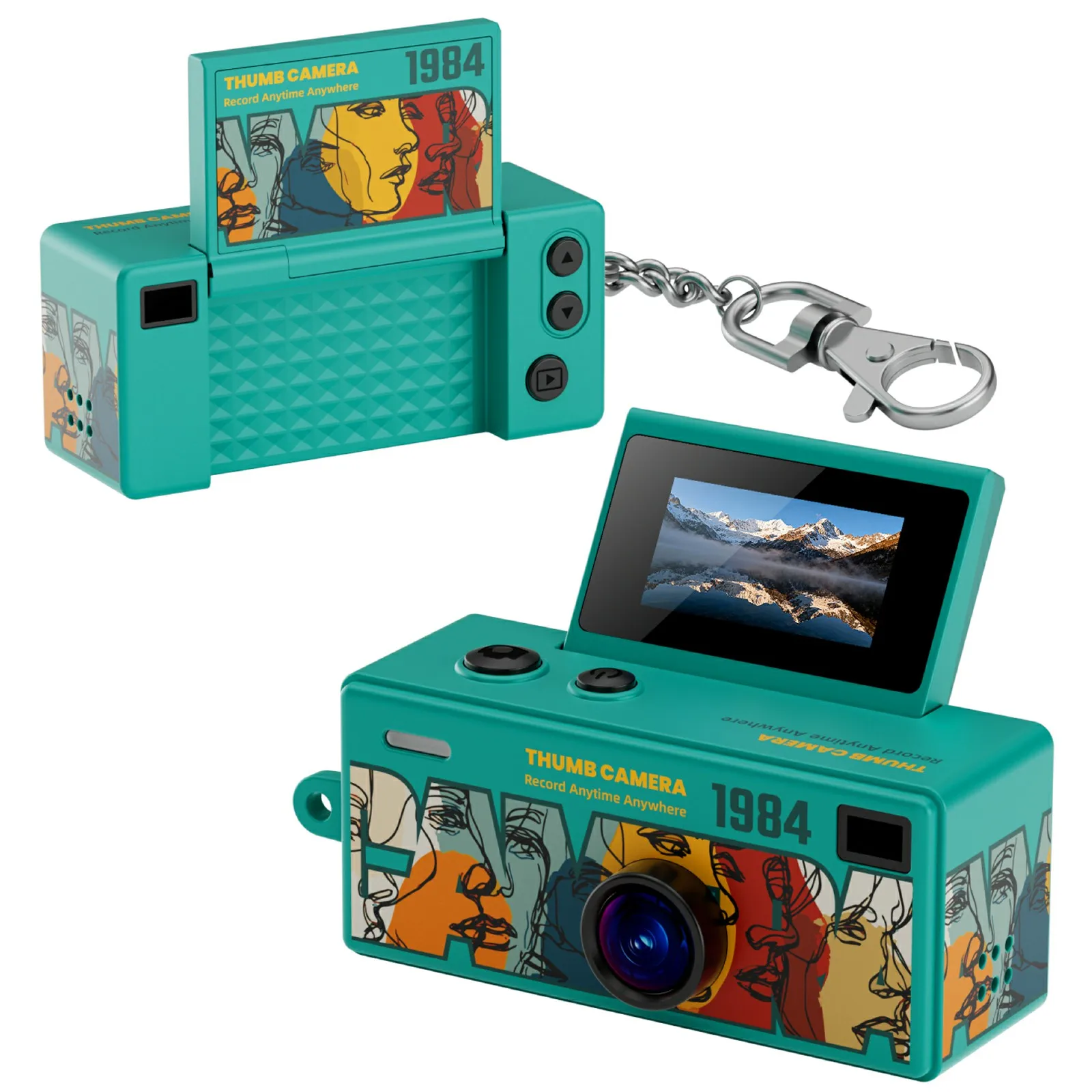Retro Digitalkamera 0,96 Zoll Klappbildschirm CCD-Kamera Schlüsselanhänger-Kamera 1080P HD Daumenkamera Camcorder Videorekorder mit Blitz