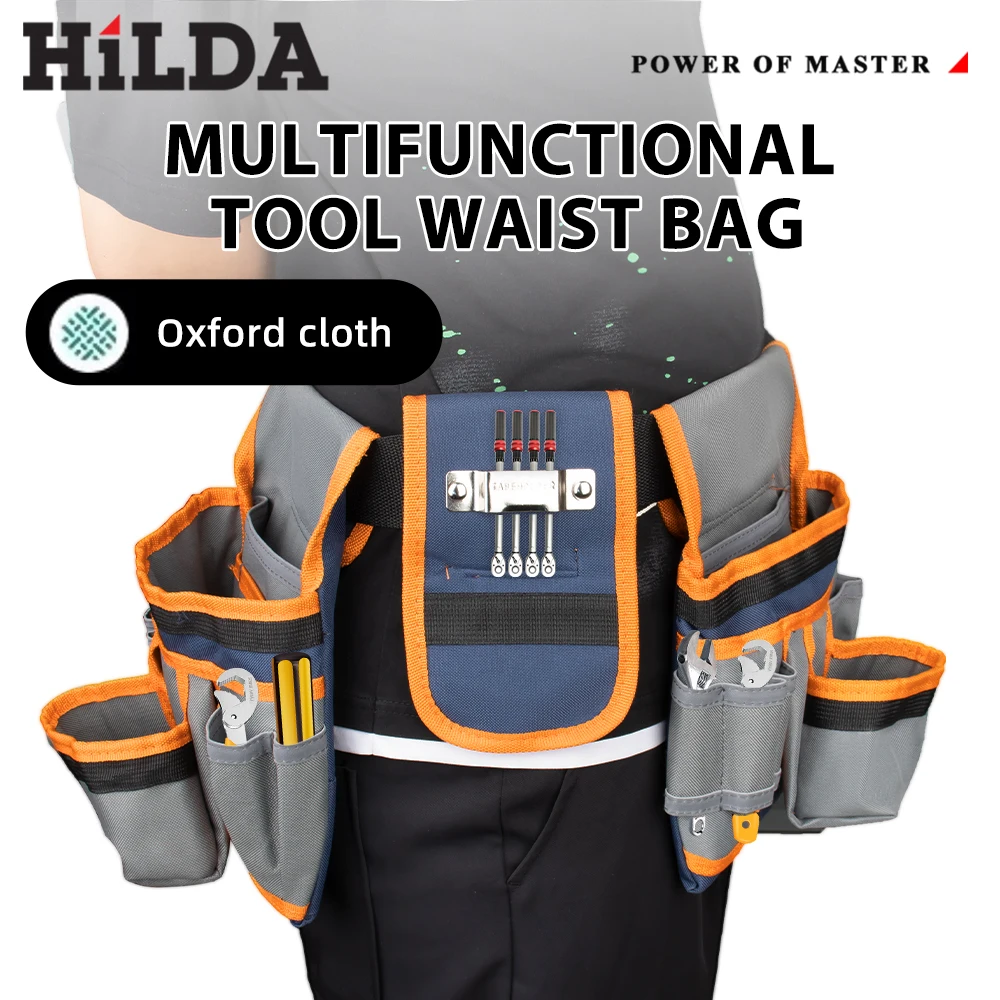 HILDA 26 Pockets Multifunctional Adjustable Tool Storage Bag Wear-resistant Double-layer Waterproof Hardware Tool Waist Bag