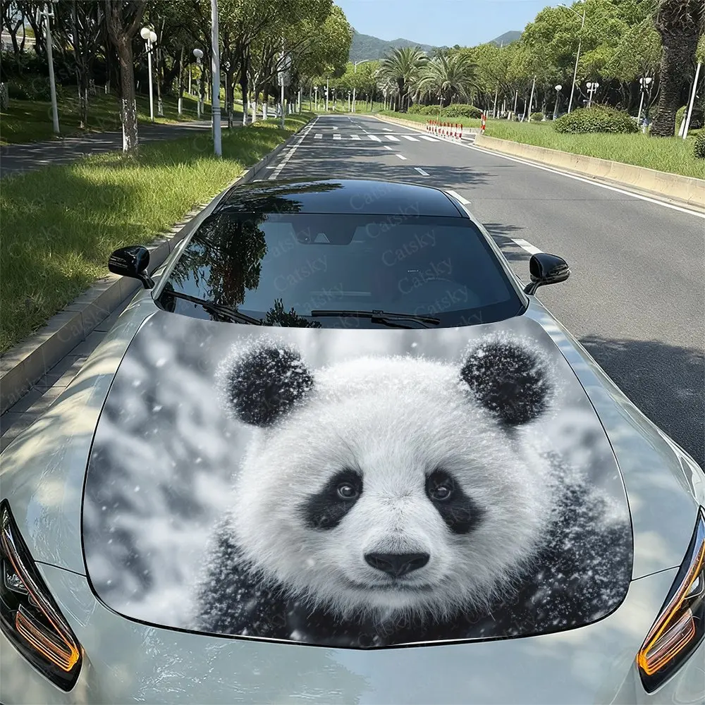 

Ice And Snow Panda Car Hood Wrap Colorful Vinyl Sticker For Trucks, Decorative Bonnet Graphics And Auto Accessories,Car Stickers