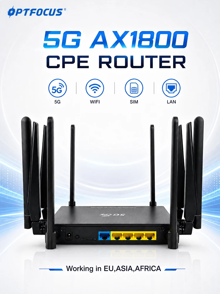 Router OPTFOCUS 5G CPE SIM AX1800 WIFI6 Bezprzewodowy Modem CPE 10 Anten Szybki Router Mesh do Domu i Biura — 2