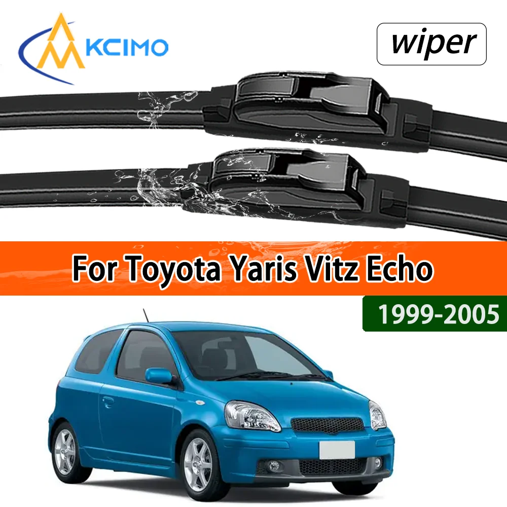 Silent Black Frontwischerblätter-Set für Toyota Yaris Vitz Echo 1999–2005, Auto-Windschutzscheibe, Fensterwischer-Zubehör