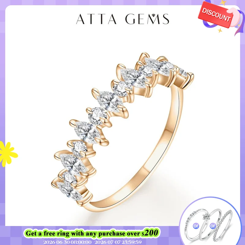 

ATTAGEMS 4*2 D Color 925 Sterling Silver Moissanite Ring for Women Passed the Diamond Tester Engegament Wedding with Certificate