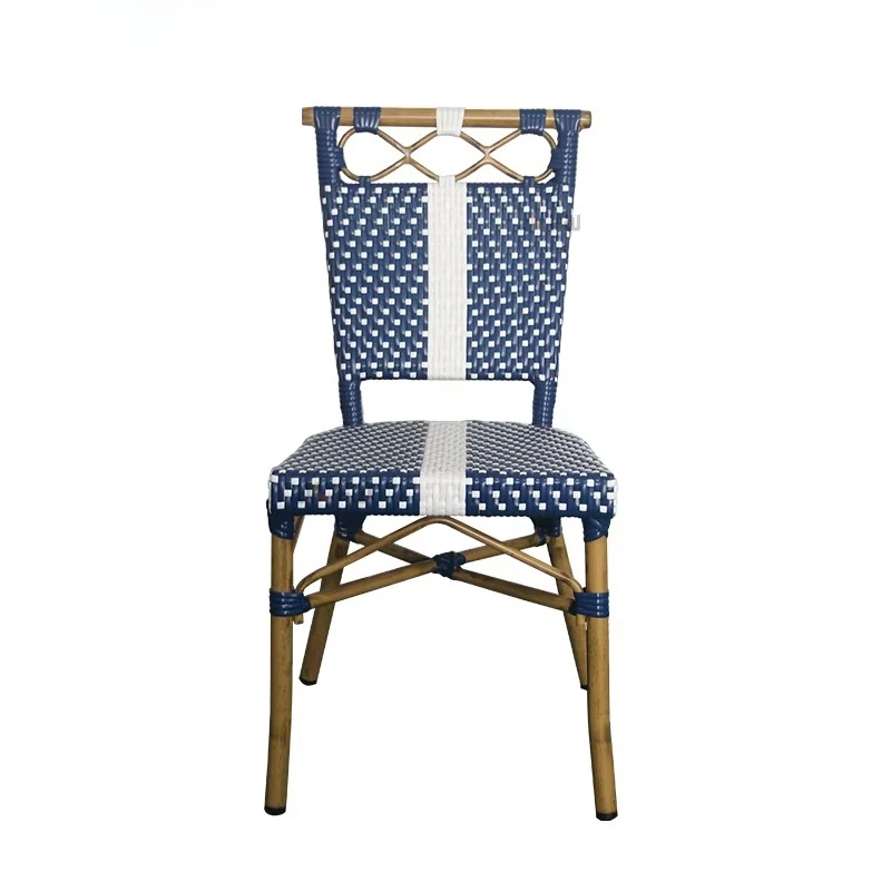 Customizable Vintage French Style Rattan Restaurant Cafe Bistro Patio Chair Unique Bamboo Design Wicker Outdoor Dining Chairs