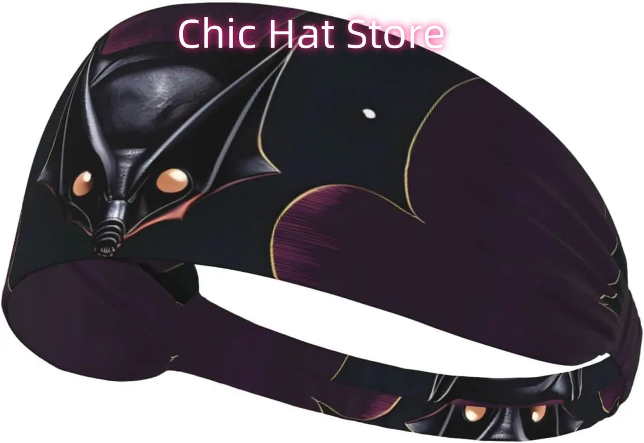 

Эластичная повязка на голову для упражнений, эластичная повязка на голову для занятий спортом на открытом воздухе, фитнес, йога, бег, езда на велосипеде, черный узор летучей мыши-призрака