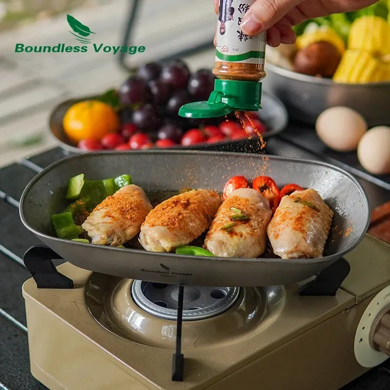 Boundless Voyage Herbruikbare Titanium Pan Dinerbord Ultralight Schotel met Draagtas Voedsel Fruit Pan Saus Salade Borden voor Keuken