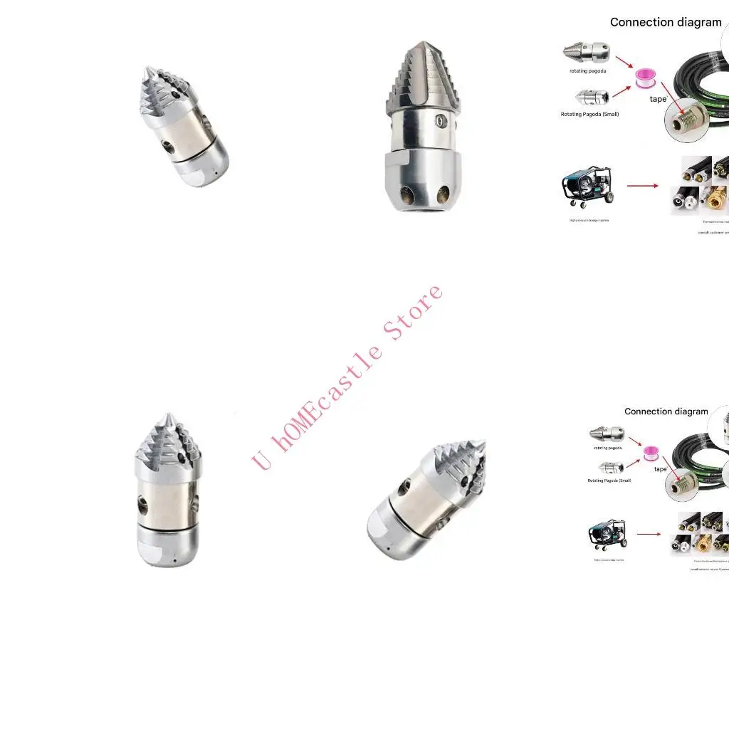 63HF 15L-70l/Mins Option Pressure Rotary Sewer Jetting Nozzle G3/8 Thread for Efficient Cleaning Rotating Pagoda Nozzle
