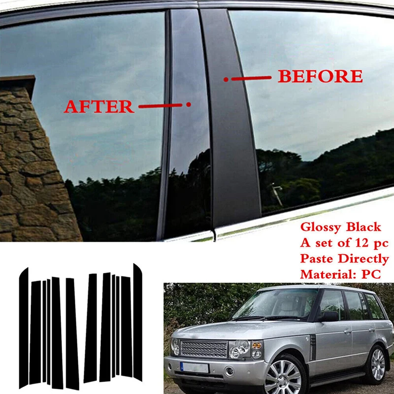 12Pcs Car Pillar Posts for Range Rover (L322) 2002 2003 2004 2005-2012 레인지로버 Door Window Trim Stickers Decoration Accessories