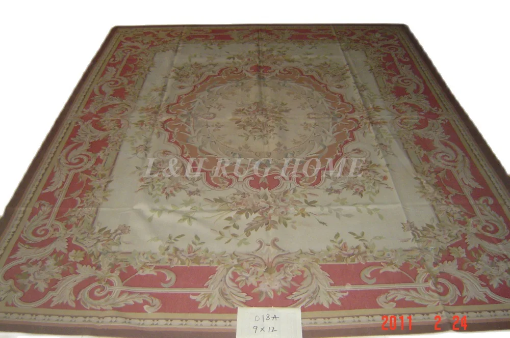 

Free shipping 9'x12' French aubusson carpets hand knotted rugs Woolen French Aubusson Rugs high quality rug