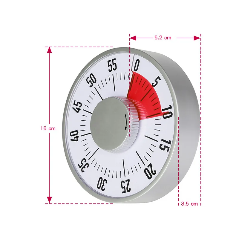 Round Mechanical Countdown Timer Classroom Visual Timer Kitchen Timer with Magnet for Teacher Teaching Kids Adult Cooking Office