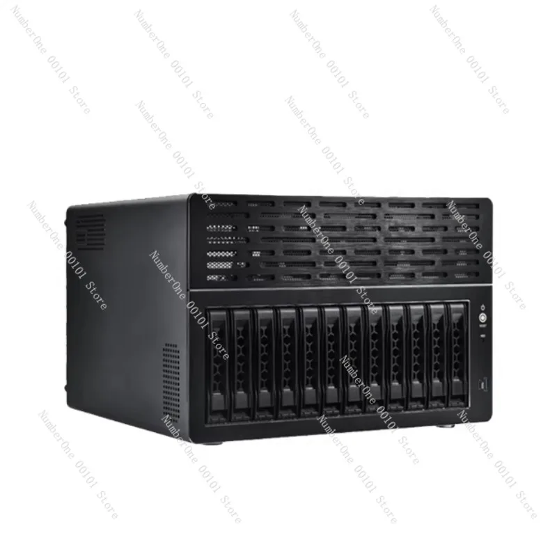 NAS12 Disk Storage Server Chassis Supports ATX Motherboard Half Height PCIE Slot 1U PSU Hot Swap