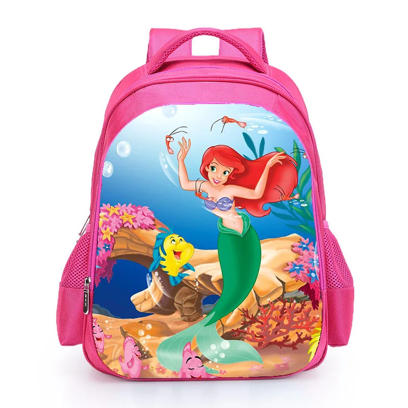 Sac à Dos La Petite Sirène Ariel, Cartable Princesse Rose pour Enfants, Cartable Prumaire, Sacs de Livre pour Adolescentes, 16 Pouces