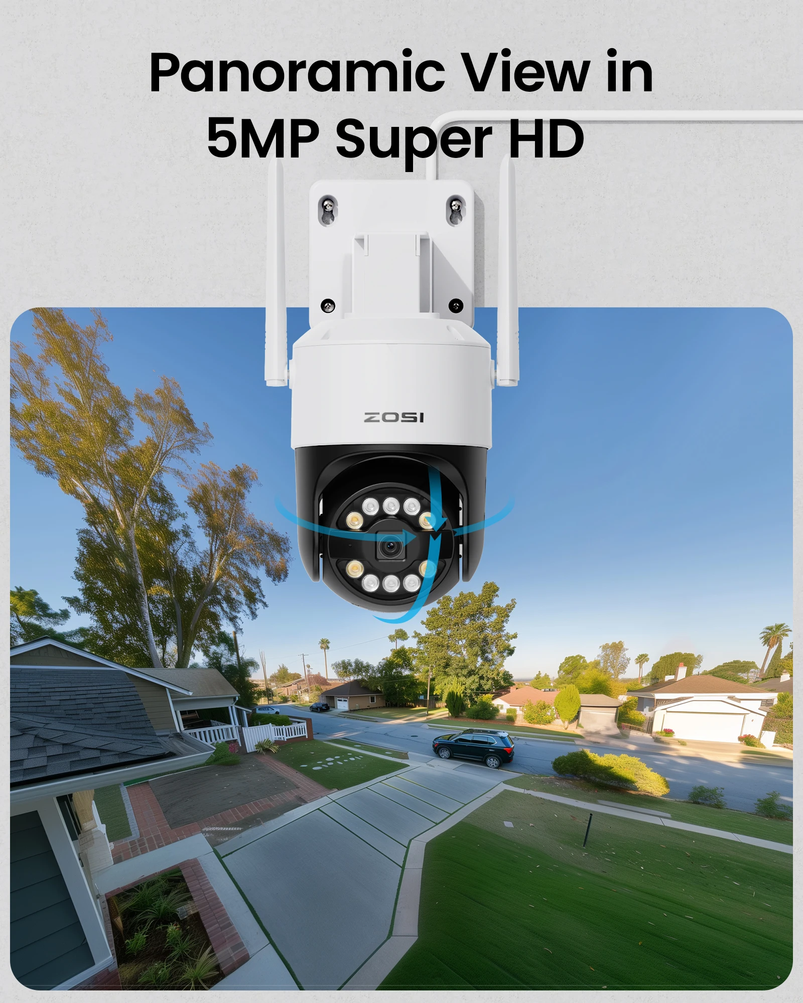 5MP PTZ WiFi 6 Camera Person Vehicle Detect Two Way Audio Wireless CCTV Video Surveillance Cam Home Outdoor Security Protection