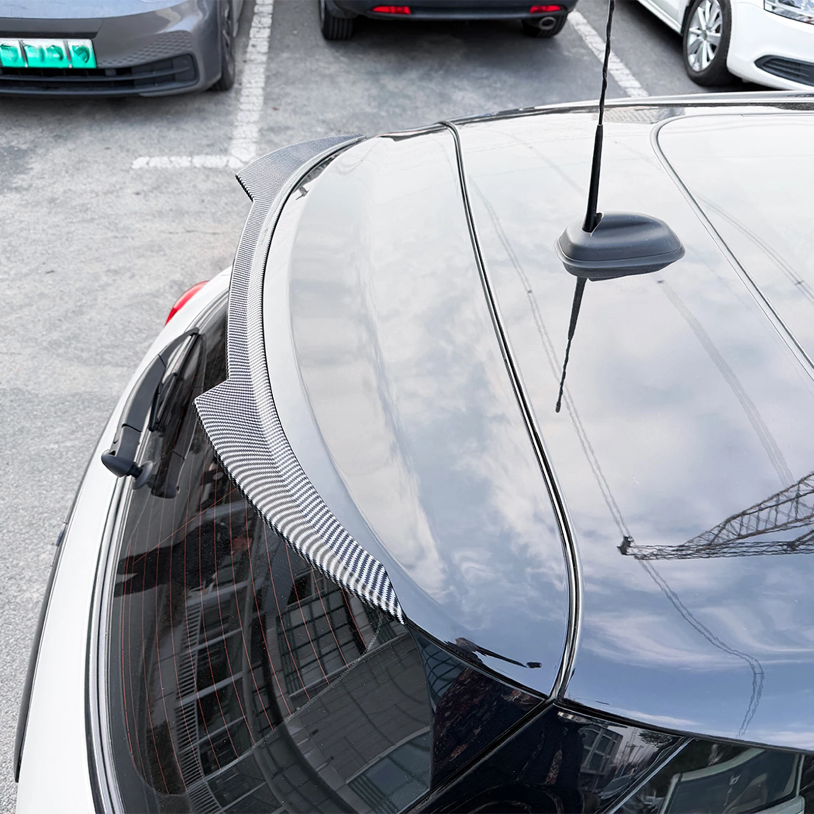 

Rear Roof Spoiler Wing Lip Carbon Fiber Look/Gloss Black Tail Trunk Upper Deflector Splitter For 2014-2024 Mini Cooper S F55 F56
