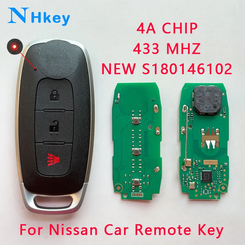 

Ключ NH, новый чип S180146102, 4A, 433 МГц, KR5TXPZ1, 2 + 1 кнопки, автомобильный дистанционный ключ для 2023 + Kicks/Pathfinder/Rogue/Qashqai/Aryia